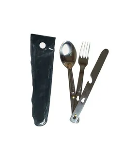 Couverts inox pour Bivouc (cuillère, fouchette et couteau)