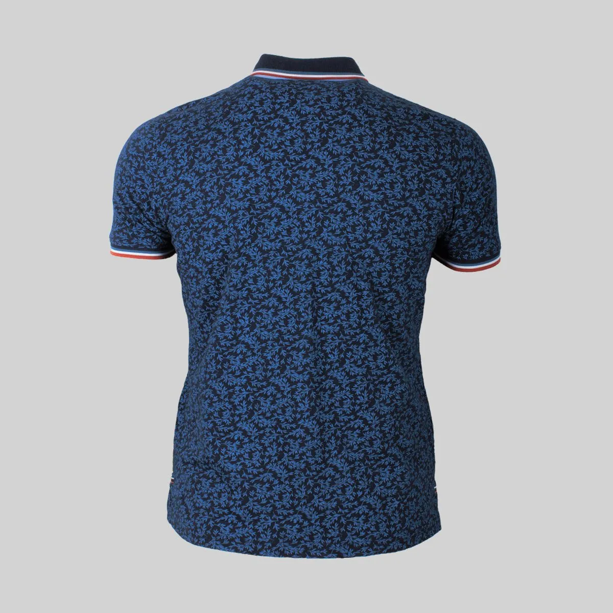 Polo fleuri bleu marine